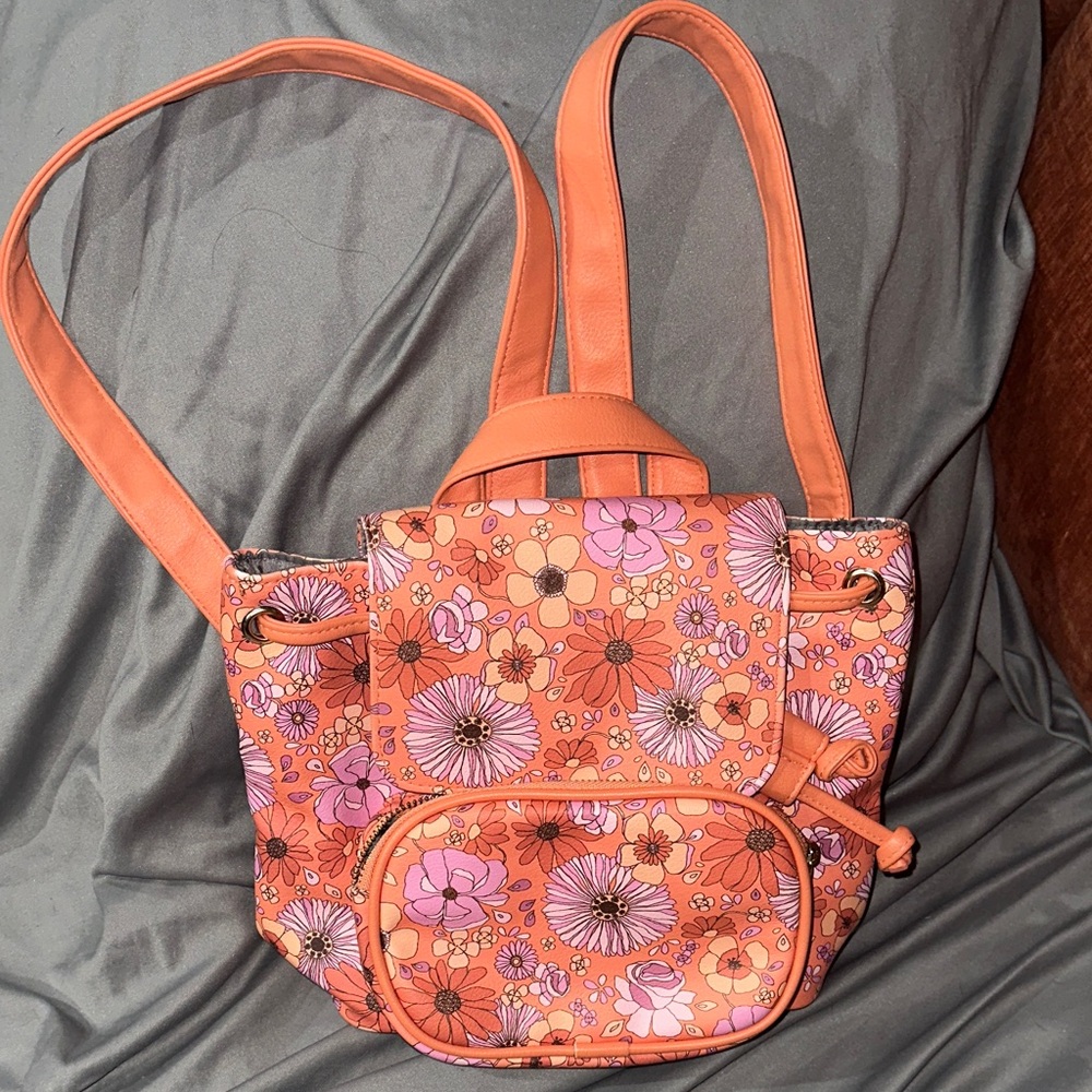 Wild Fable Floral Mini Backpack | Boho Faux Leather Drawstring Bag